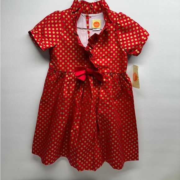 Southern Sunshine Kids polka dots Holiday dress size 7 nwt - Picture 1 of 7